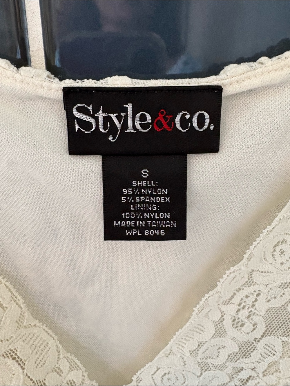 Style & Co. Cream Lace V-Neck Shell Top - Picture 2 of 4